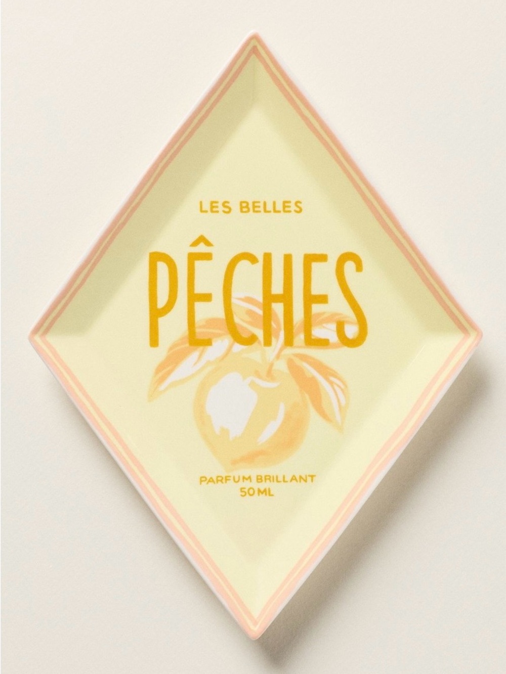 Anthropologie LES BELLES PÊCHES Diamond Trinket Dish — Yellow and Peach 🍑 NWT